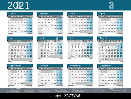 2021 calendrier planificateur annuel poche année d'affaires vecteur Illustration de Vecteur