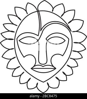 Masque de visage solaire, style continu à une seule ligne Illustration de Vecteur