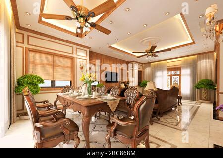 3D render of neo classic home interior Banque D'Images