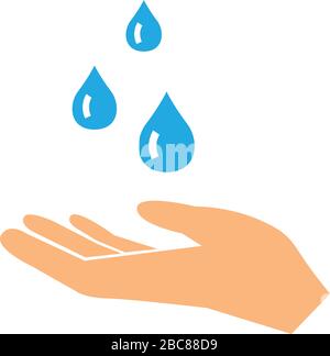 Symbole d'hygiène de l'icône de vecteur de lavage des mains sur fond blanc isolé Illustration de Vecteur