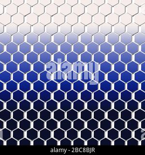 Texture en nid d'abeille bleu bleu marine foncé, bleu moyen à ecru. 12x12 arrière-plan numérique pour les éléments de page et la conception graphique fonctionnent avec sha abstrait Banque D'Images