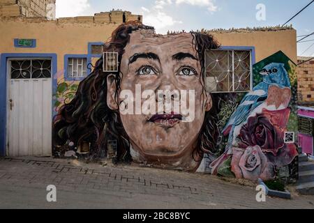 BOGOTA, COLOMBIE - 03 janvier 2020: Mur couvert de graffitis dans la Candelaria de Bogota, capitale de la Colombie. Banque D'Images