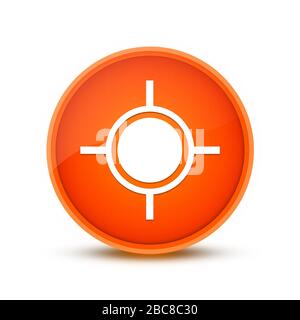 Icône de position isolée sur l'illustration abstraite du bouton rond orange spécial Banque D'Images