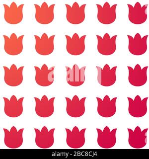 Motif tulipe rouge dans différentes nuances de rouge sur fond blanc. papier numérique 12x12 avec tulipes pour illustration graphique, éléments de page et papier. Banque D'Images