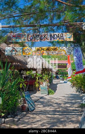 Asie, Indonésie, West Nusa Tenggara, Gili Air, Lombok Indah Bungalows, Bar and Restaurant Banque D'Images