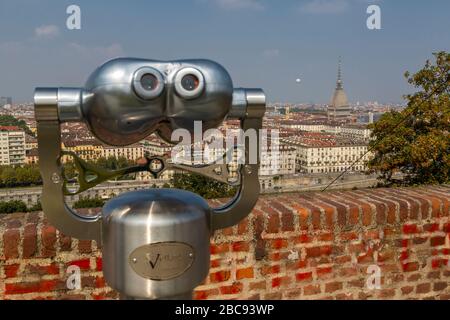 Avis de Turin à partir de Santa Maria del Monte dei Cappuccini, Turin, Piémont, Italie, Europe Banque D'Images