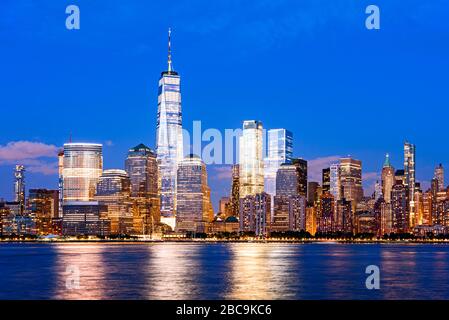 New York Skyline Freedom Tower One World Trade Center Downtown Manhattan quartier financier de New York Banque D'Images