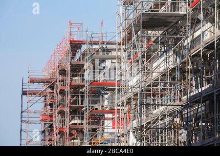 Bâtiment résidentiel, échafaudage, chantier, travaux structurels, Brême, Allemagne, Europe Banque D'Images