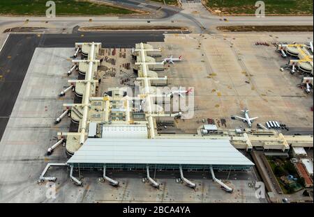 Vue aérienne, Aéroport de Palma, Aéroport de Palma de Majorque, réception, terminal, Palma, Iles Baléares, Espagne, Europe, Majorque Banque D'Images