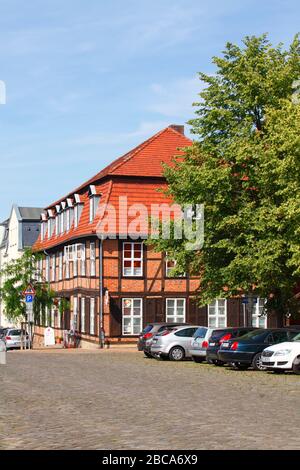 Schelfstadt avec maisons à colombages, Mecklembourg-Poméranie-Occidentale, Allemagne, Europe Banque D'Images