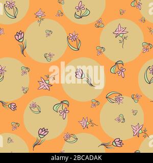 fleurs et grands pois polka motif vectoriel sans couture Illustration de Vecteur