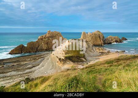 Espagne, côte nord, Cantabrie, Costa Quebrada, plage, Playa de Arnia Banque D'Images