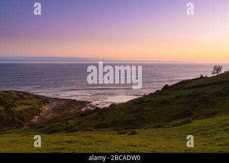 Espagne, côte nord, Cantabrie, Playa de Linera, lumière du matin Banque D'Images