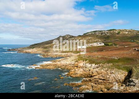 Espagne, côte nord, Galice, Costa da Morte, Praia dos Cristais, Cementerio de Laxe, côte rocheuse, sentier de randonnée Banque D'Images