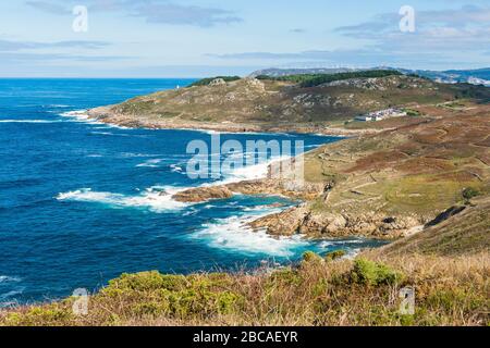 Espagne, côte nord, Galice, Costa da Morte, Praia dos Cristais, côte rocheuse Banque D'Images