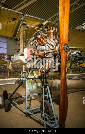 Suède, Sud-est de la Suède, Linkoping, Flygvafen Museum, Musée suédois de l'aviation, moteur d'aviation rotatif de la première Guerre mondiale Banque D'Images