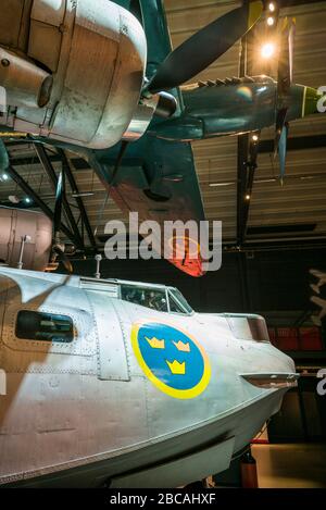 Suède, Sud-est de la Suède, Linkoping, Flygvafen Museum, Musée suédois de l'aviation, avions datant des années 1950 avec construction américaine TP-47 Consolidated PBY-5 A Catalina s Banque D'Images