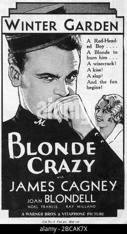 JAMES CAGNEY et JOAN BLONDEL en BLOND FOU aka LARCENY LANE 1931 directeur ROY DEL RUTH histoire Kubec Glasmon et John Bright Warner Bros. Banque D'Images