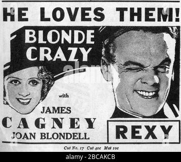 JAMES CAGNEY et JOAN BLONDEL en BLOND FOU aka LARCENY LANE 1931 directeur ROY DEL RUTH histoire Kubec Glasmon et John Bright Warner Bros. Banque D'Images