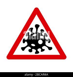 SARS CoV 2 (COVID-19) Coronavirus à vecteur plat signe d'avertissement, icône, symbole, logo sur fond transparent, variante no 2 Illustration de Vecteur