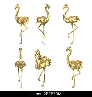 jeu de rendu tridimensionnel de flamango polygonal isolé sur blanc Banque D'Images