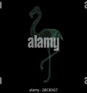 rendu de la forme filaire polygonale en relief isolée sur le noir Banque D'Images