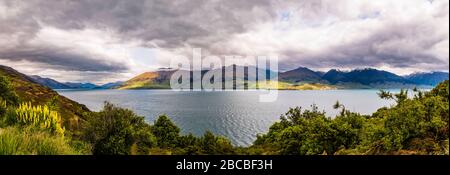 Vue panoramique sur le lac Wanaka, Otago, Nouvelle-Zélande Banque D'Images