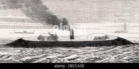 USS Roanoke, une frégate à vis de classe Merrimack à coque en bois, marine des États-Unis au milieu des années 1850 Banque D'Images
