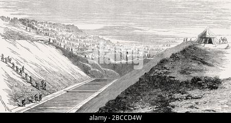 Ouvriers construisant le canal de Suez, El Guisr, Egypte, 1862 Banque D'Images