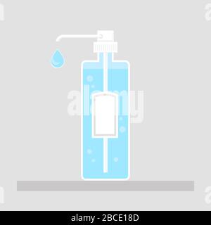 Icône gel lavage des mains. Symbole du désinfectant médical. Savon liquide pour désinfection. Distributeur en plastique. Nettoyant pour l'hygiène. Banque D'Images