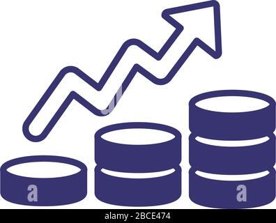 pile des pièces d'argent avec flèche vers le haut style de ligne infographie Illustration de Vecteur