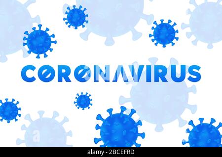 Contexte du coronavirus. COVID-19. Fond blanc avec des cellules de virus bleues réalistes. Fond clair avec coronavirus. Illustration de Vecteur