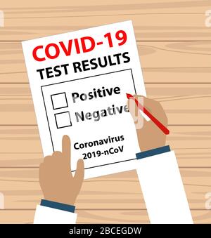 Médecin écriture manuelle positive ou négative coronavirus covid-19 résultats de test - vecteur groupé et facile à éditer Illustration de Vecteur