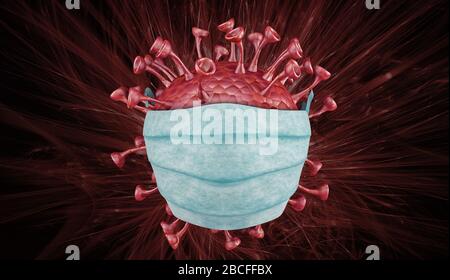 Vue microscopique de coronavirus, un pathogène qui s'attaque aux voies respiratoires. L'analyse et de test, d'expérimentation. Le SRAS. 3D render Banque D'Images