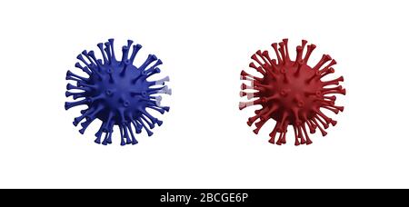 Illustration du virus Corona Covid-19 - conception du concept de microbiologie et de virologie. illustration tridimensionnelle. Fond blanc. Banque D'Images