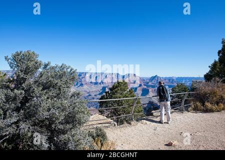 Touristes visitant le plateau sud du parc national du Grand Canyon en Arizona Banque D'Images