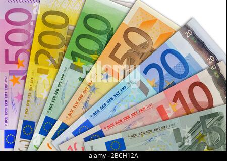 Les billets de banque en euros montrent richesse et succès Banque D'Images