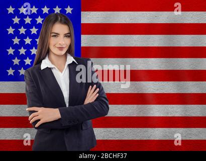 Jeune femme prête pour les affaires ou apprendre la langue Banque D'Images