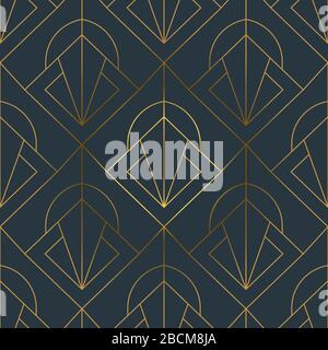 Style Art déco vintage sans coutures avec motif décoratif rétro. Arrière-plan abstrait de luxe en couleur dorée et noire. li géométrique minimaliste Illustration de Vecteur