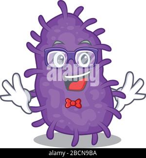 Style mascotte de bacilles de bactéries geek avec lunettes Illustration de Vecteur