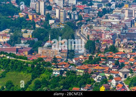 Vue sur la ville molle de Sarajevo Banque D'Images