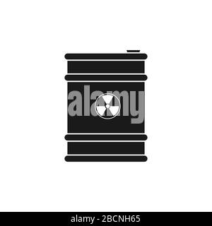 Icône de canon avec symbole radioactif, silhouette pleine isolée sur fond blanc, design moderne plat. Illustration du stock Illustration de Vecteur