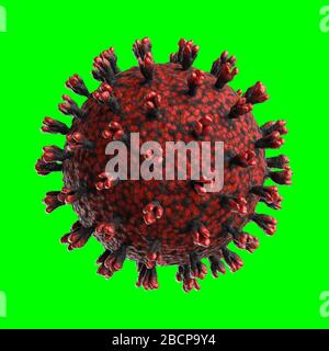 Virus de rendu des bactéries tridimensionnel, microbe de rendu tridimensionnel. Bactéries virus ou germes microorganismes cellules sous microscope. Bactéries isolées sur l'écran vert chroma ke Banque D'Images