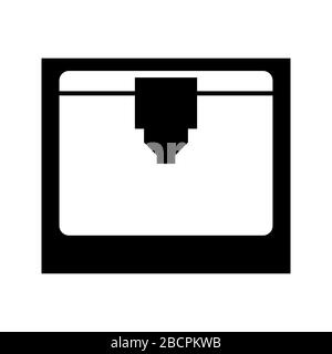 Icône d'imprimante tridimensionnelle simple, symbole d'illustration vectorielle minimaliste noir et blanc Illustration de Vecteur