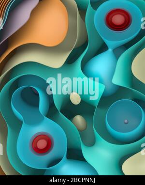 Arrière-plan coloré abstrait avec éléments courbes Banque D'Images