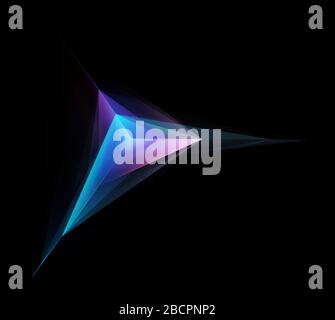 Abstrait brillant violet Tetraèdre isolé sur fond noir Banque D'Images