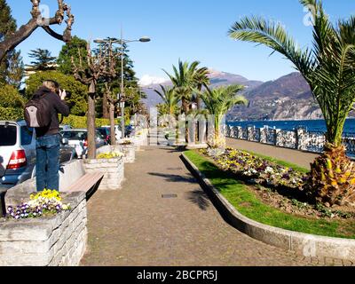 Menaggio Italie - 10 mars 2017 : village historique en bordure du lac de Côme Banque D'Images