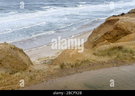 Dune de sable de l'île de Sylt détruite par la tempête Banque D'Images