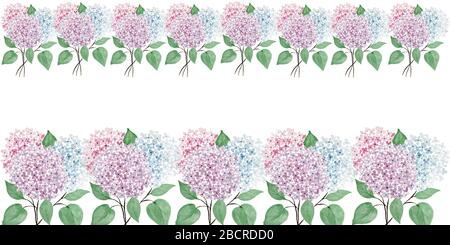 bordure fleurie sans couture avec fleurs printanières, bannière fleurie de la fête des mères avec espace de copie, décoration fleurie aquarelle Banque D'Images