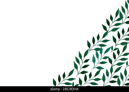 fond floral à feuilles vertes, motif botanique aux aquarelles avec feuilles et espace de copie pour la célébration de carte, d'invitation ou de printemps Banque D'Images